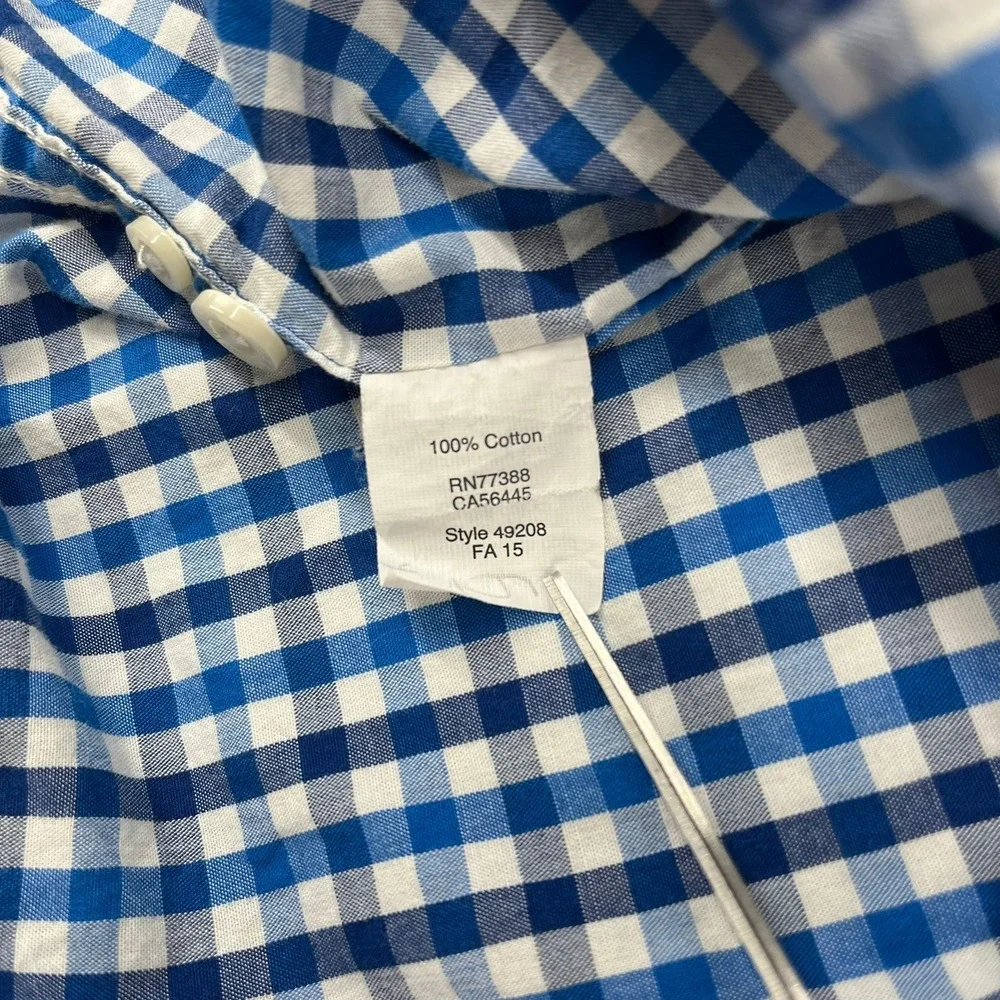 J.Crew Mens‎ Slim Fit Gingham Button Down Shirt Blue White Size S